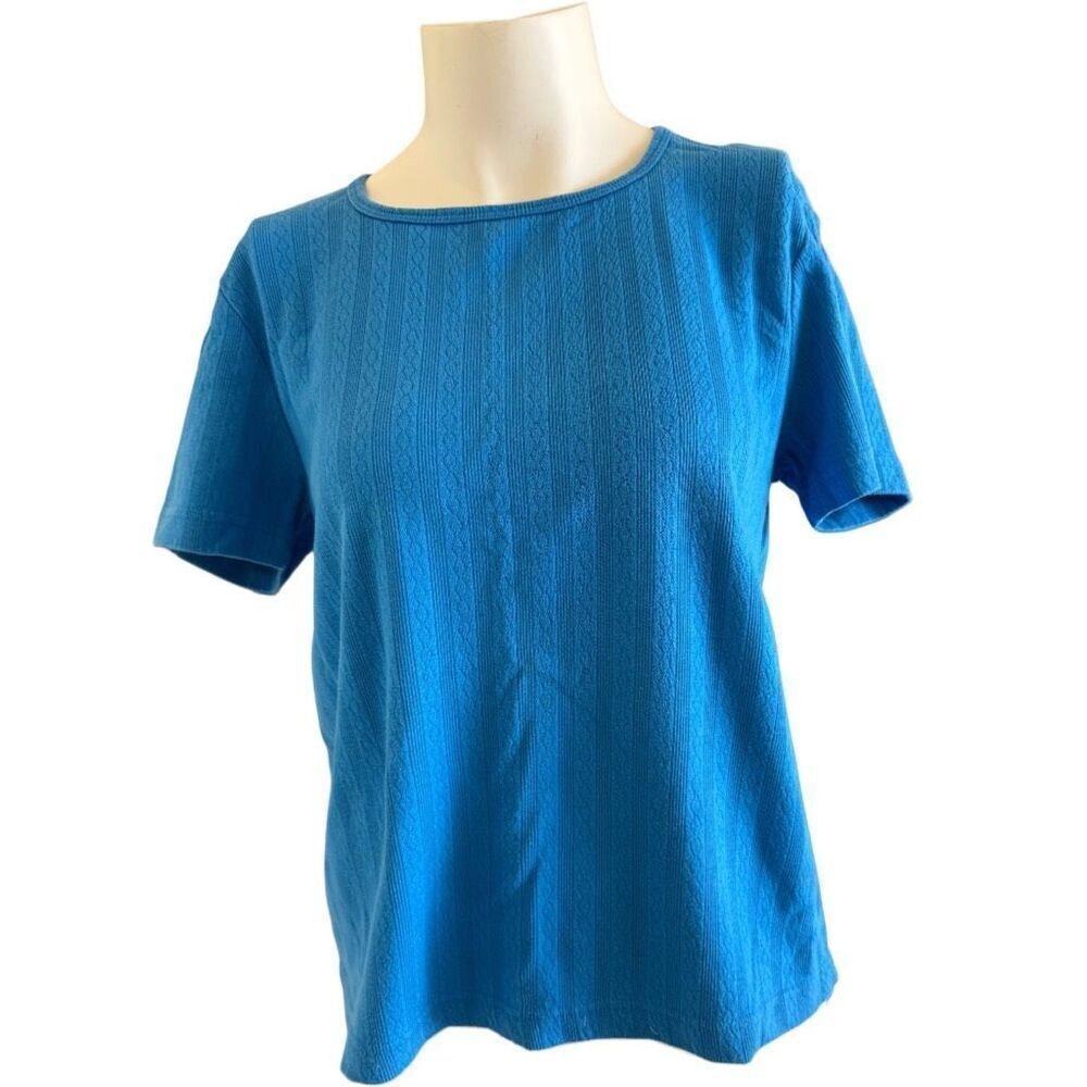 Royal blue women’s L short sleeve shirt diamond knit